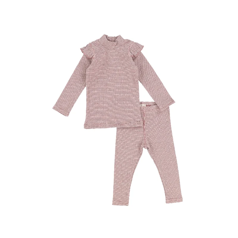 Analogie Mini Stripe Ruffle Set - Mauve/White