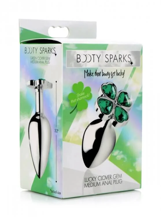 XR Brands Booty Sparks Medium Clover Gem Anal Plug | Premium Metal Butt Plug