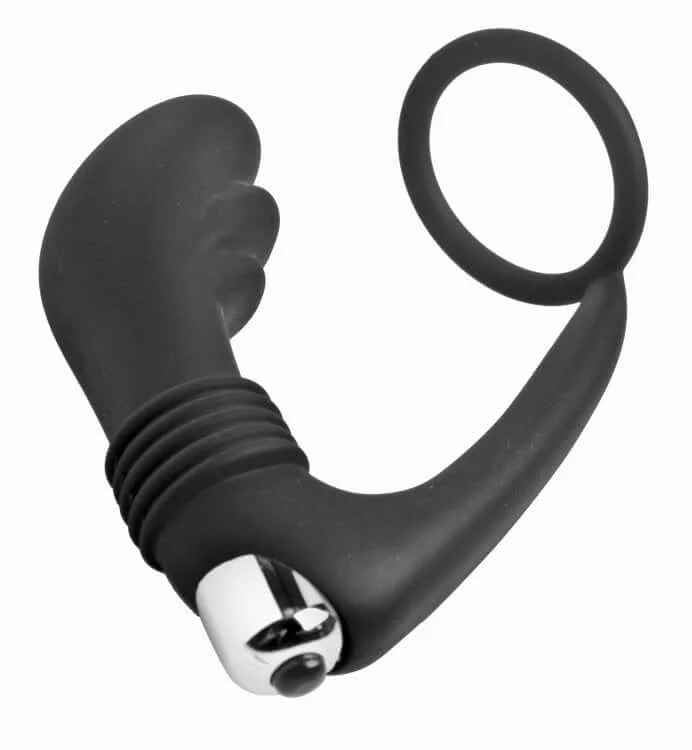 Prostatic Play Nova Silicone Cock Ring and Prostate Vibe Black