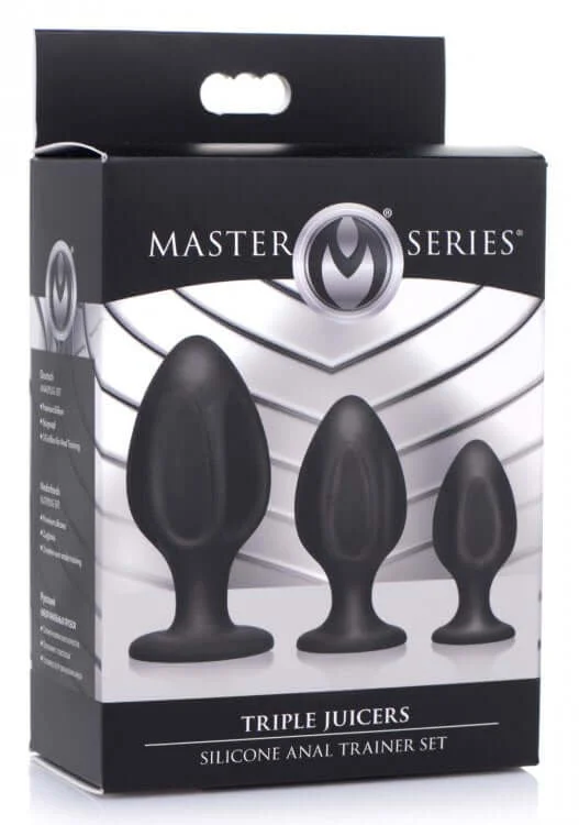 Master Series Triple Juicers Anal Training Set - 3 Sizes, Premium Silicone, Suction Cup Base