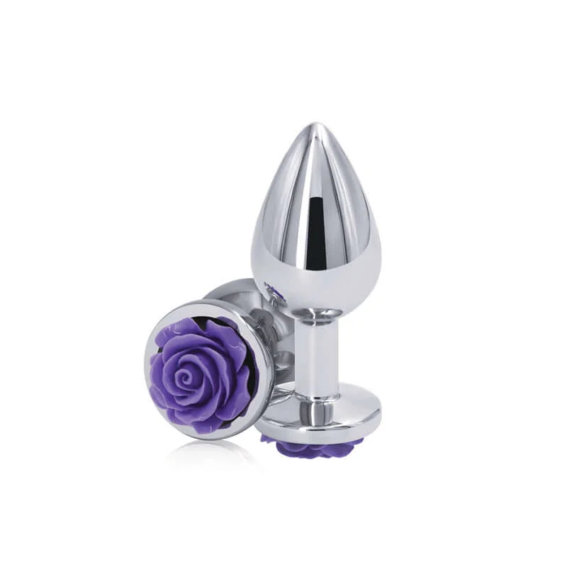 Rear Assets Rose Medium Butt Plug Purple