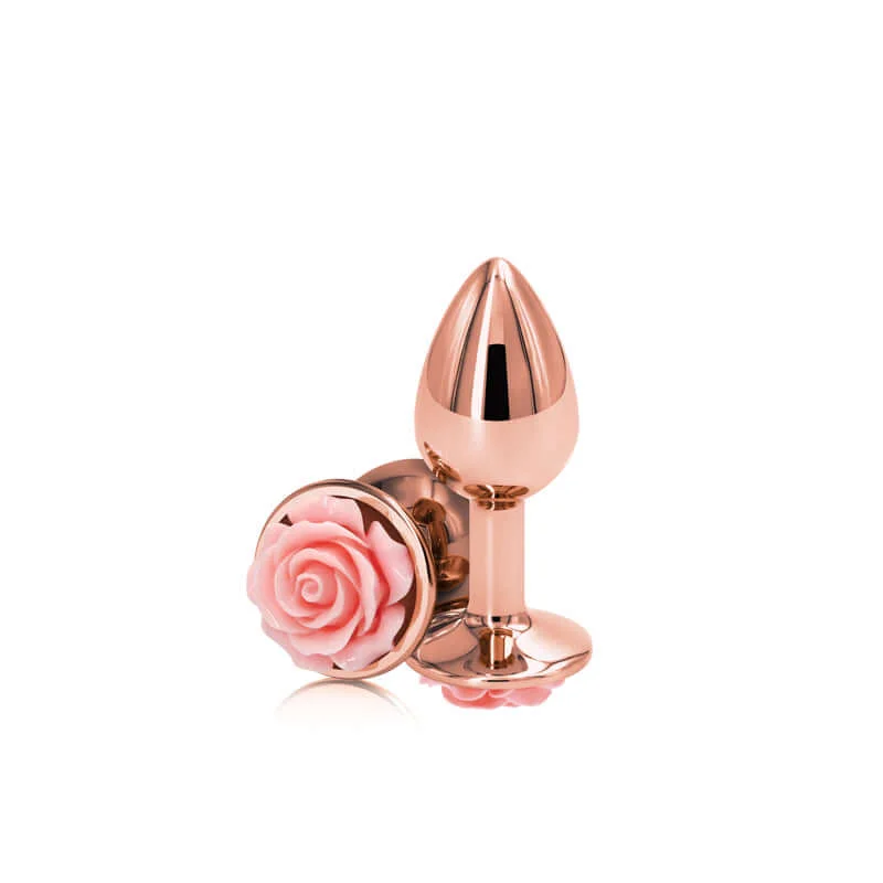 Rear Assets Rose Small Butt Plug - Pink & Gold | Lightweight Aluminum Anal Toy