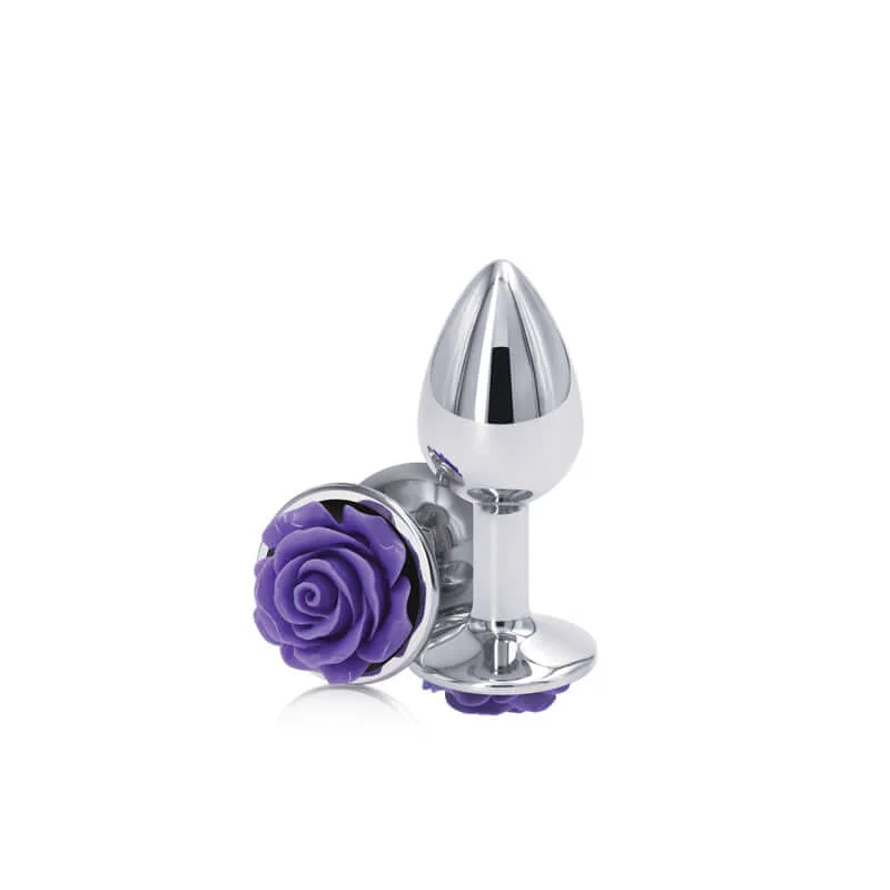 Rear Assets Rose Small Butt Plug Purple