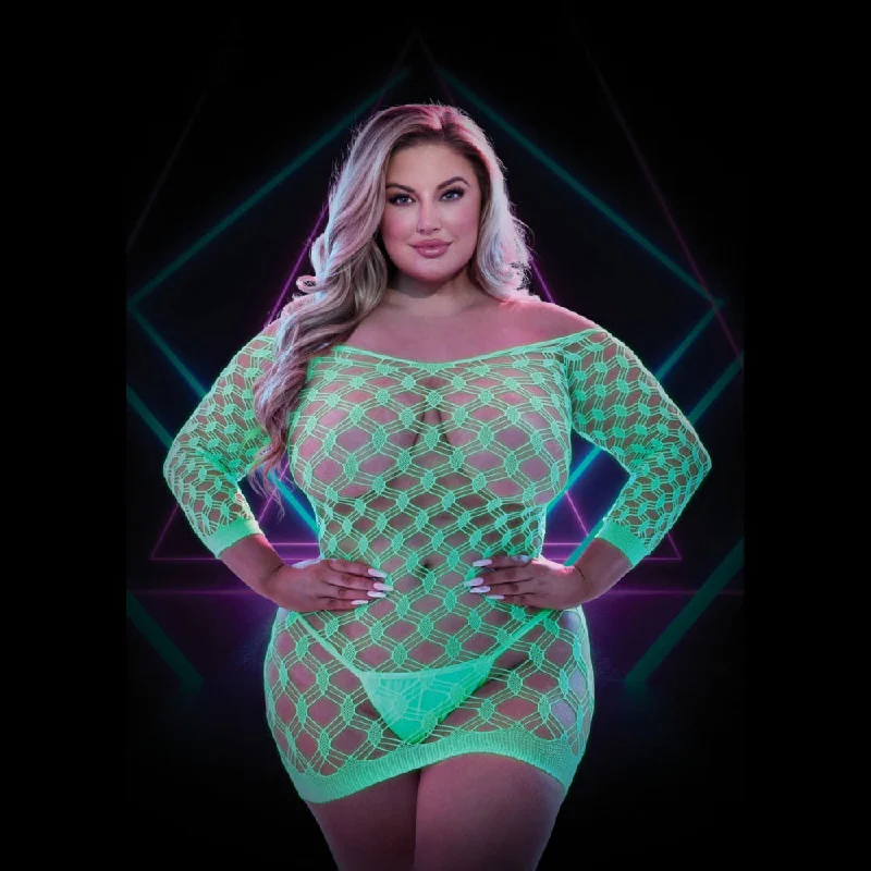 Glow in the Dark Net Mini Dress Queen Size