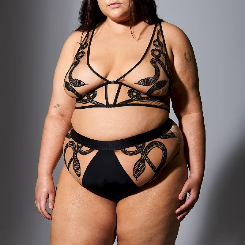 Medusa's Curse Embroidered High Waist Bikini in Butterscotch & Black