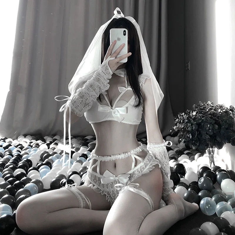 Shallow eyes Sweet bride suit sexy lingerie